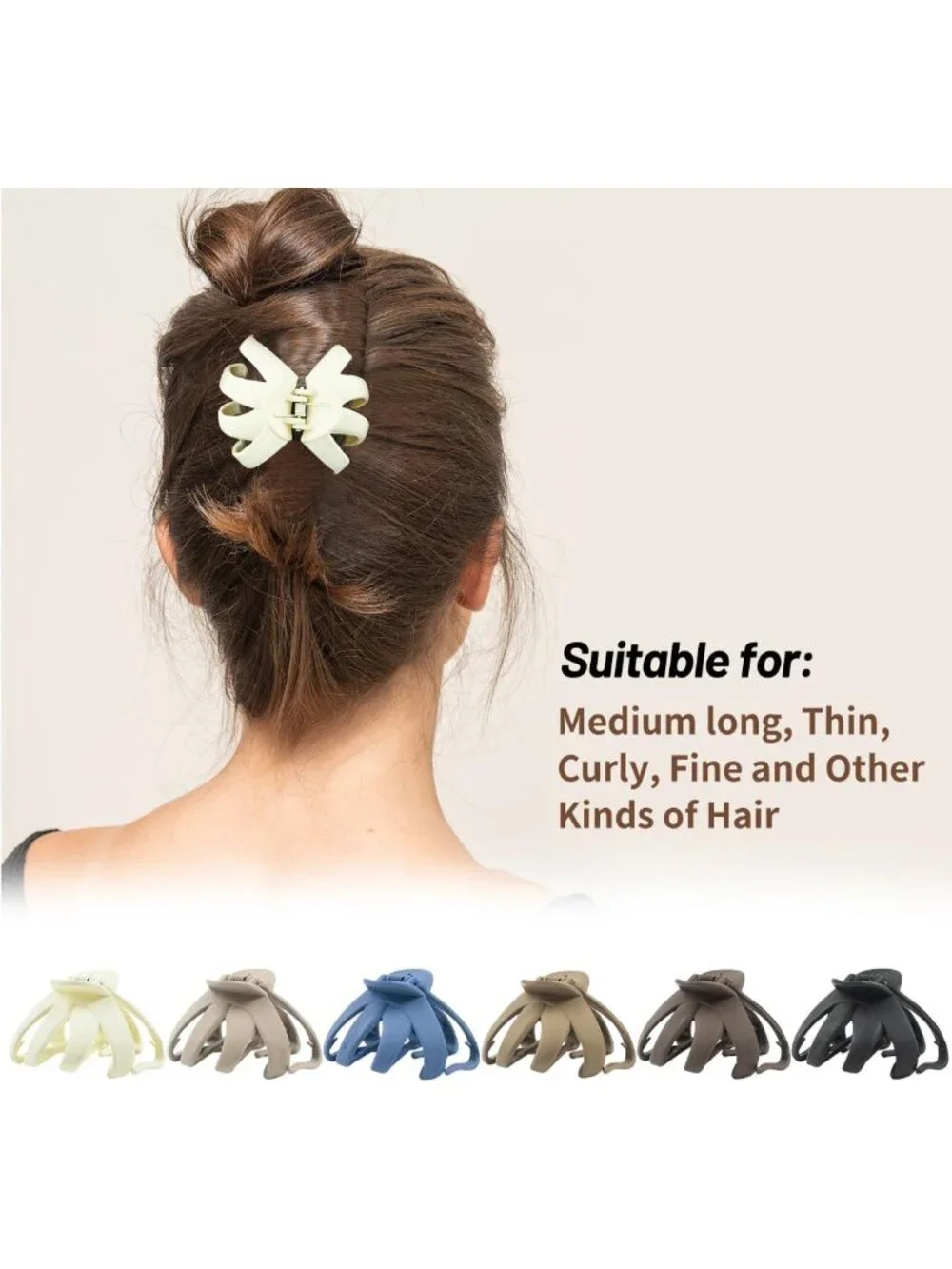 Medium Octopus Hair Clips for Women - Matte Claw Clips, Strong Hold for Fine